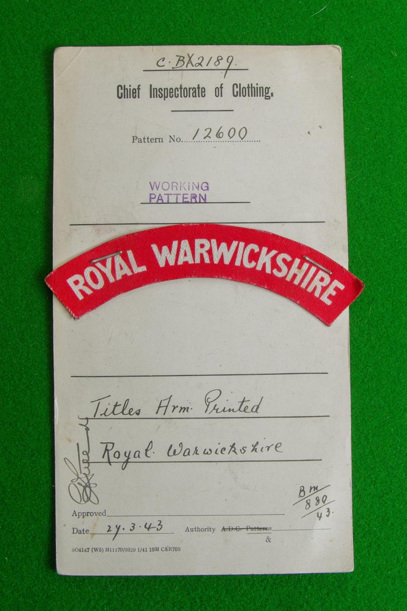 Royal Warwickshire Regiment.