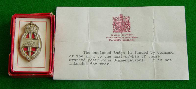 The King's Badge for Brave Conduct for Civilians.